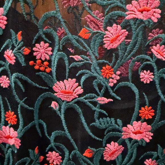 Anthropologie Moulinette Soeurs Sheer Floral Embroidered Dress SZ XL - Picture 5 of 9